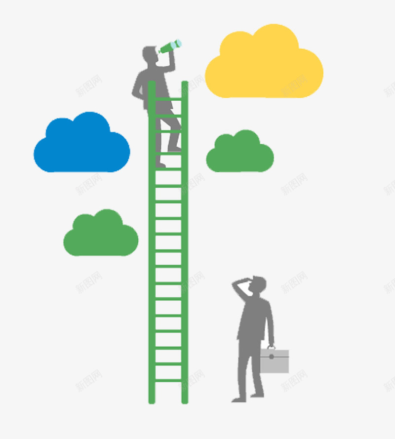 楼梯与彩色云朵矢量图eps免抠素材_新图网 https://ixintu.com PPT 云朵免抠png素材 创意 楼梯 矢量图 走楼梯