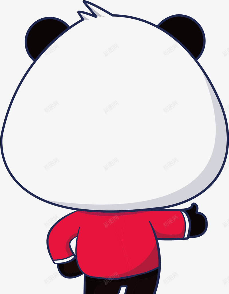 可爱的熊猫矢量图ai免抠素材_新图网 https://ixintu.com 动物 宠物 熊猫 白色 红色 背影 黑白 矢量图