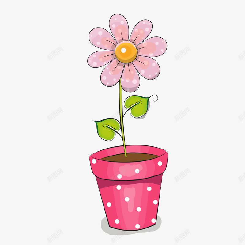 盆栽鲜花png免抠素材_新图网 https://ixintu.com PNG图 PNG图下载 创意卡通 卡通插图 卡通盆栽 室内绿植 插图 盆栽 鲜花
