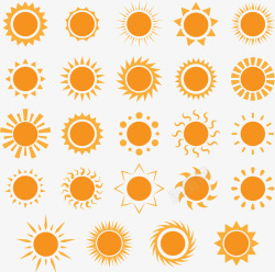 平面设计图案二十四种橘黄色太阳高清图片