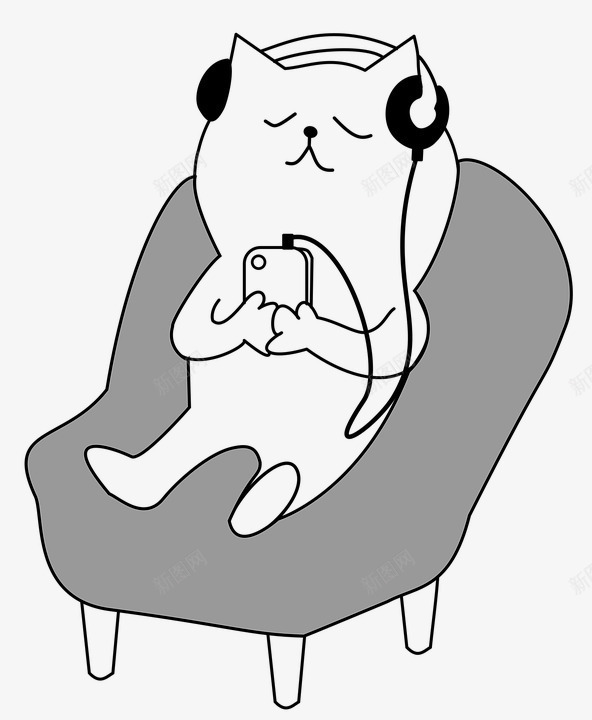 听音乐的猫咪png免抠素材_新图网 https://ixintu.com 免费png素材 卡通 头戴耳机 放松 智能手机 运动耳机跑步挂耳式 音乐欣赏