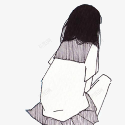 手绘动漫风女生坐着背影图案png免抠素材_新图网 https://ixintu.com 动漫风格 图案 坐着 坐着的背影 女人背坐 女生 手绘风格 漫画背影 背影 装饰