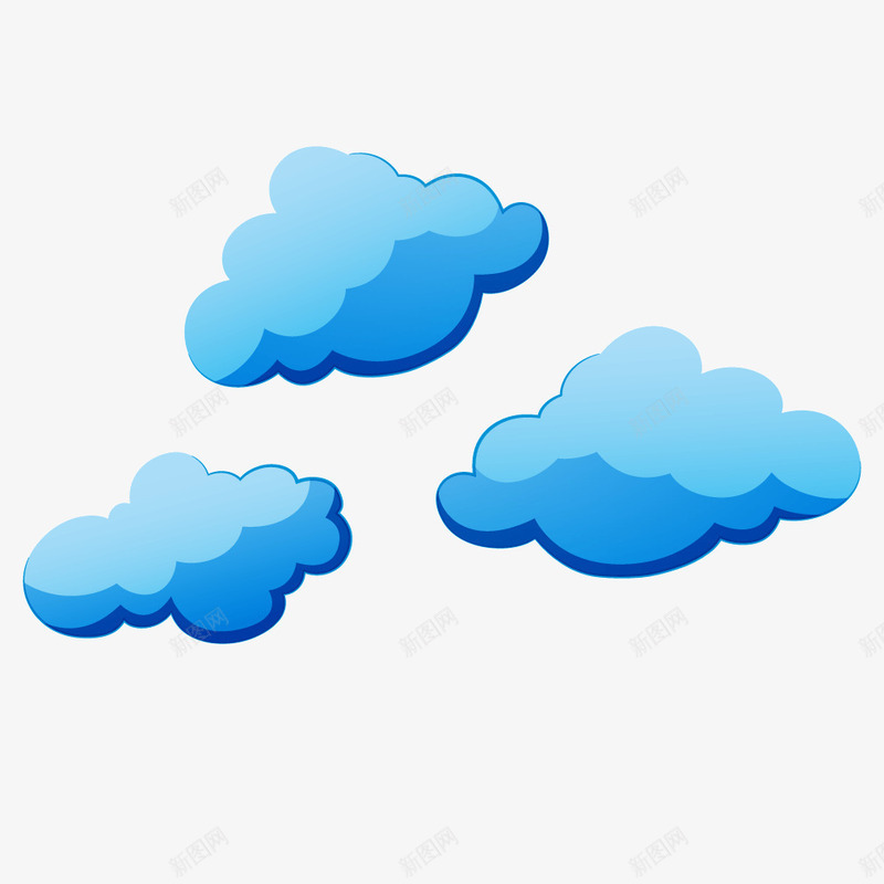 蓝色质感卡通云彩png免抠素材_新图网 https://ixintu.com 云彩 卡通 蓝色 质感