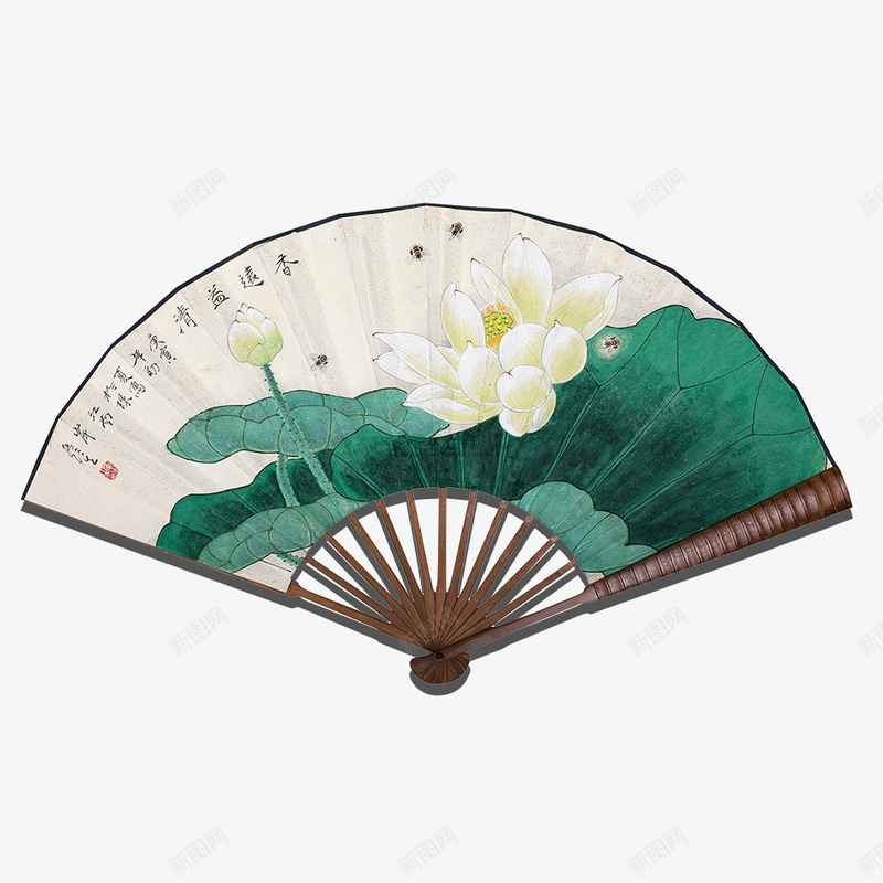中国风之折扇png免抠素材_新图网 https://ixintu.com 中国风 扇子 折扇 荷花