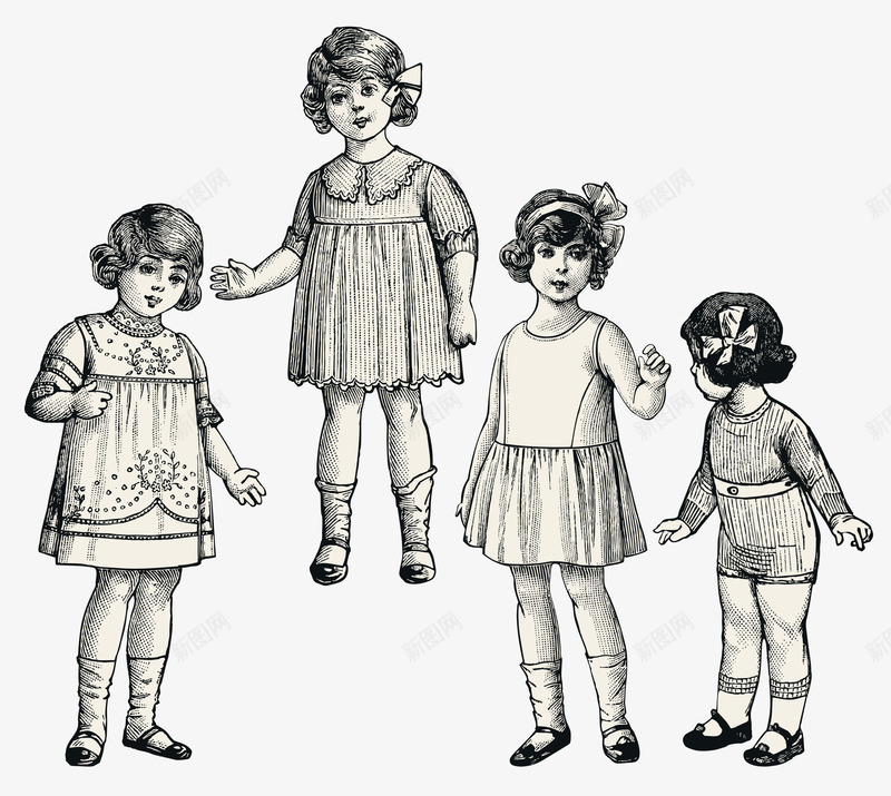 复古欧美小孩插画png免抠素材_新图网 https://ixintu.com 上世纪复古插画素材 复古插画素材 女孩插画素材库 欧美小孩插画素材 欧美插画素材