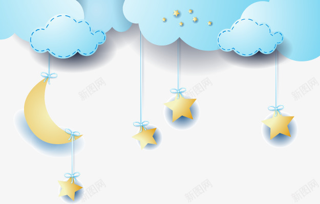漂浮的云彩发光的星星吊着五角星矢量图eps免抠素材_新图网 https://ixintu.com 发光的星星 吊着五角星矢量图 漂浮的云彩 矢量图