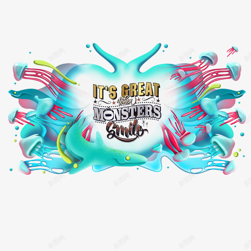 手绘卡通海洋动物标题框png免抠素材_新图网 https://ixintu.com 卡通 手绘 海洋