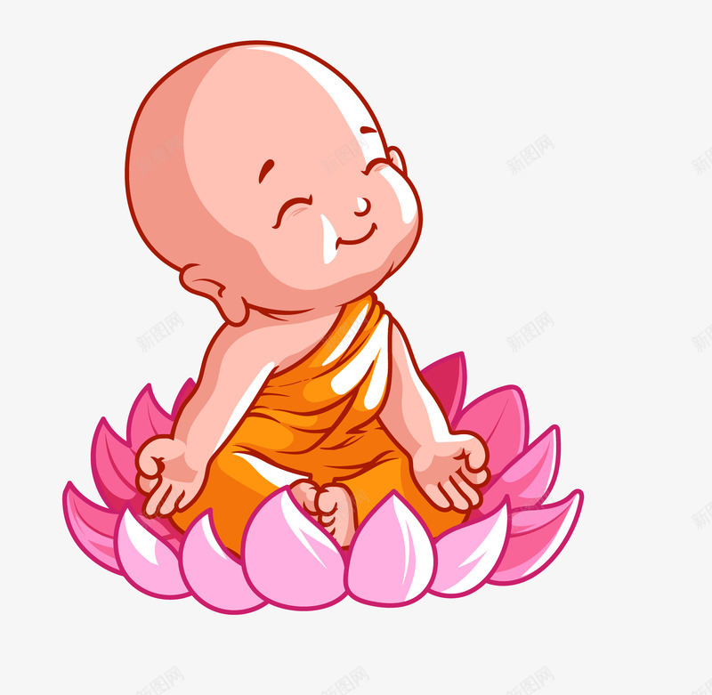 手绘佛像装饰图案小沙弥坐在png免抠素材_新图网 https://ixintu.com 佛像设计 动画 图 小佛 小沙弥坐在荷花座上 手绘 手绘佛像设计装饰图案小沙弥坐在荷花座上免费下载 禅坐 装饰