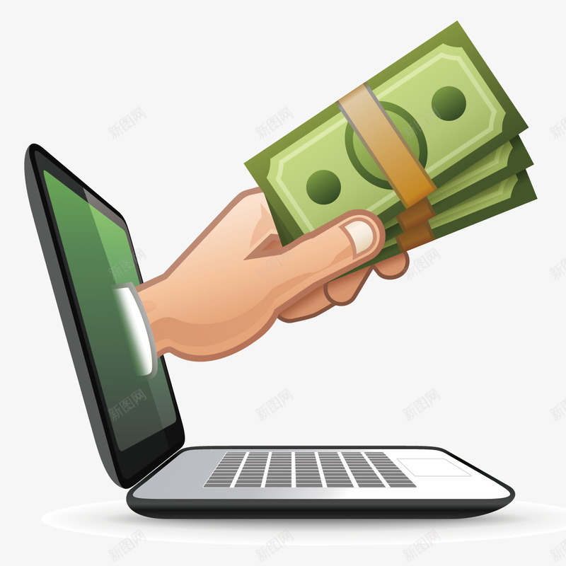 电脑里伸出的手png免抠素材_新图网 https://ixintu.com 一沓钱 商业 平板 手 手拿钱币 电脑 钱币