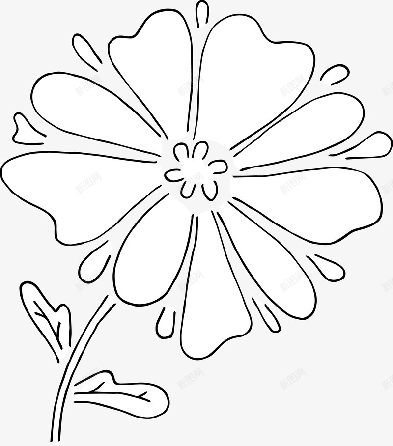 卡通简约黑白插画小清新png免抠素材_新图网 https://ixintu.com 小清新插画 广告设计 扁平化简约黑白样式 极简黑白图样 简笔画装饰 花草 黑白简约插画