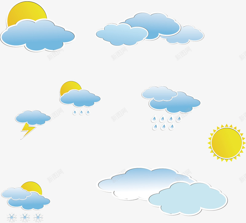 天气预报符图示矢量图ai免抠素材_新图网 https://ixintu.com 下雨 云彩 天气 太阳 矢量图