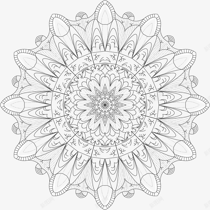 素描花朵矢量图ai免抠素材_新图网 https://ixintu.com 手绘 素描 花朵 花瓣 花纹 花蕊 黑白 矢量图