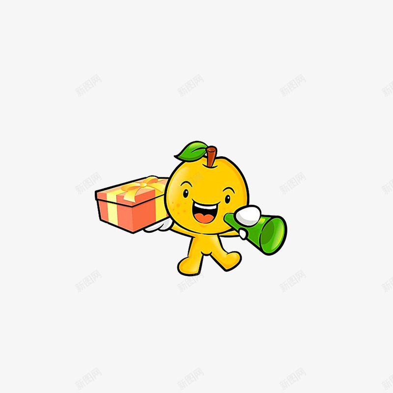 拿着礼物广播喇叭的卡通人png免抠素材_新图网 https://ixintu.com 卡通苹果人 好消息喇叭 黄色绿色
