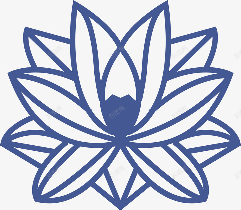 荷花花纹矢量图ai免抠素材_新图网 https://ixintu.com 花纹 荷花 蓝色 矢量图