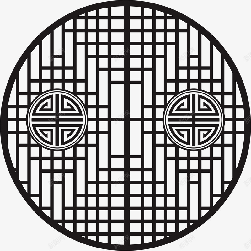 圆形的文艺园林窗子矢量图eps免抠素材_新图网 https://ixintu.com 园林窗 园林窗口 园林窗户 园林窗花 形状 文艺园林窗子 黑色 矢量图