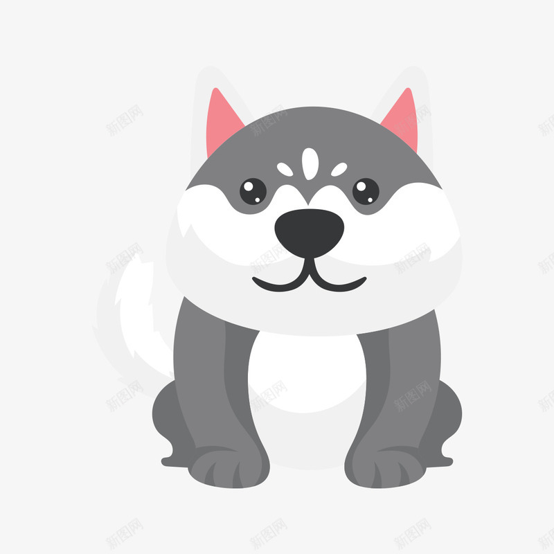 卡通小灰狗png免抠素材_新图网 https://ixintu.com 儿童画画 儿童绘本 动物插画 卡通动物漫画 卡通小灰狗 可爱 插画 贺卡