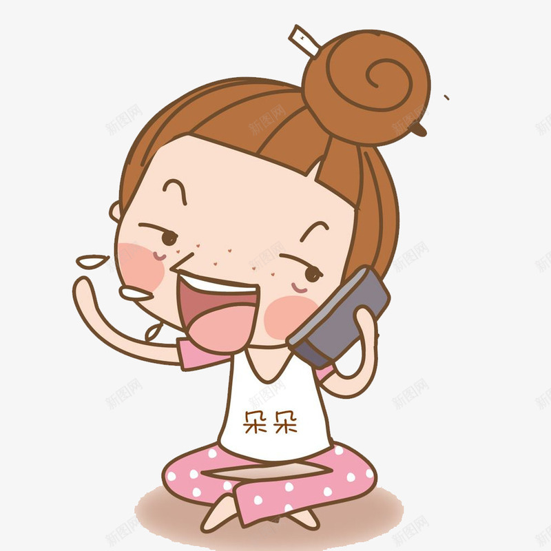拿着手机煲电话粥的卡通人物png免抠素材_新图网 https://ixintu.com 人物形象 卡通 卡通人物 卡通女孩 拿着手机 拿着手机的卡通人物 煲电话粥