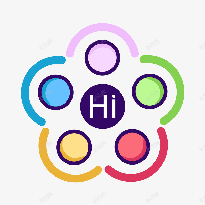 彩色圆弧小语种元素矢量图eps免抠素材_新图网 https://ixintu.com 创意 卡通礼貌 圆弧 小语种 彩色 扁平化 打招呼 矢量图 纹理 质感
