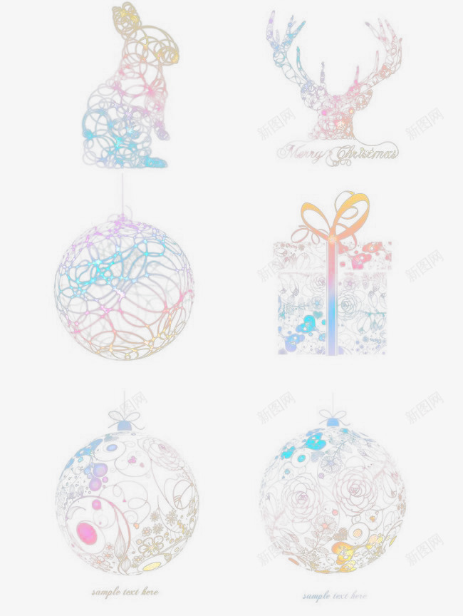 圣诞装饰图标png_新图网 https://ixintu.com 创意LOGO 圣诞兔子 圣诞礼物 圣诞素材