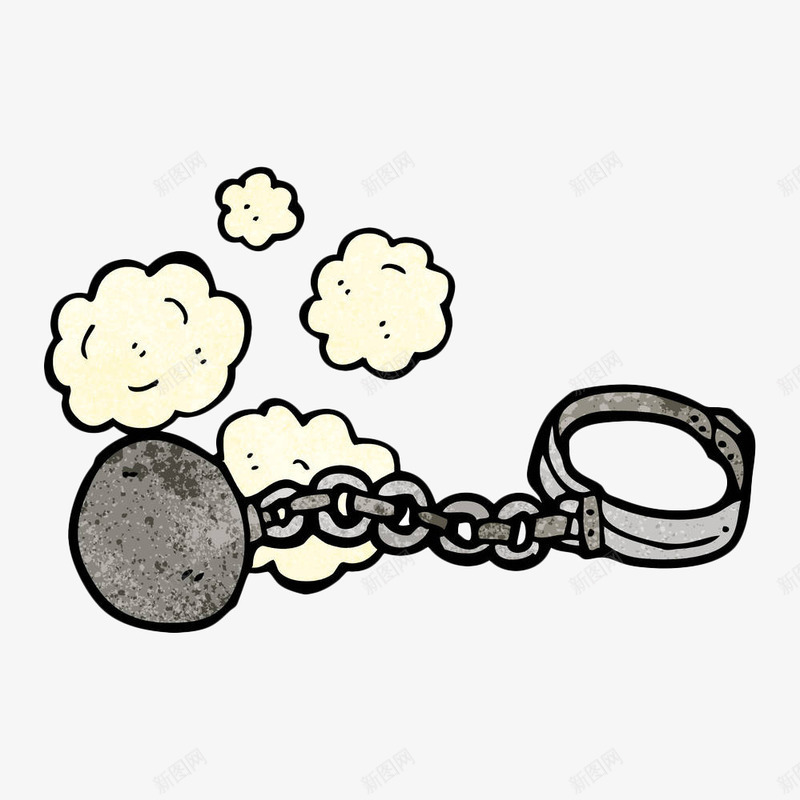 手绘手铐手镣png免抠素材_新图网 https://ixintu.com 云朵 手拷 手镣 执法工具 法治 矢量手绘 违法 铁球 限制