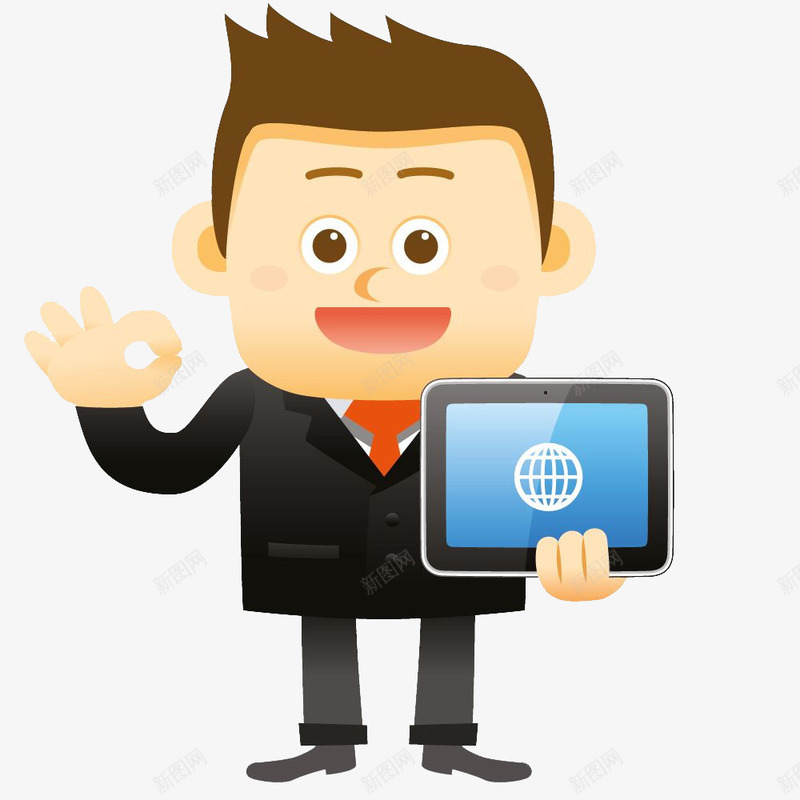拿着横版手机的卡通人物png免抠素材_新图网 https://ixintu.com 人物形象 卡通 卡通人物 卡通人物形象 拿着手机 拿着手机的卡通人物 男士