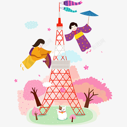 东京塔旅游图案png免抠素材_新图网 https://ixintu.com 东京 卡通 图案 旅游