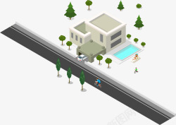 都市地产立体房屋模型矢量图素材