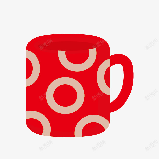 卡通红色马克杯png免抠素材_新图网 https://ixintu.com 卡通马克杯 圆圈马克杯 室内摆设 红色马克杯