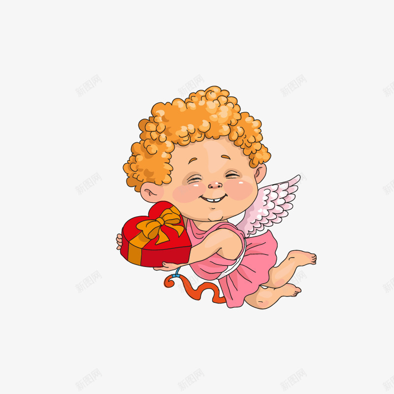 拿着礼盒的可爱金发天使png免抠素材_新图网 https://ixintu.com 可爱金发天使矢量下载礼盒丘比特天使婴儿卷发