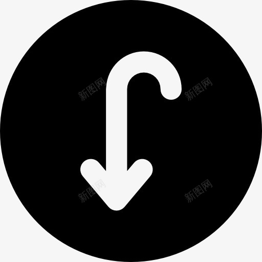 弯箭头指向下一个圆圈内图标png_新图网 https://ixintu.com 向下 底部 方向 箭头