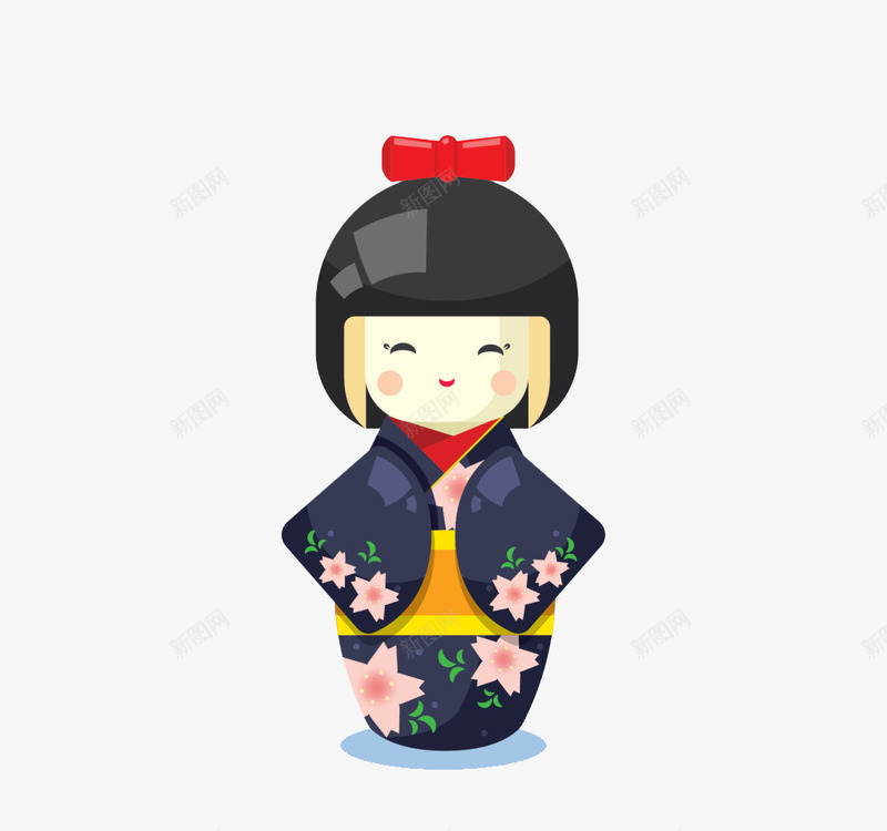 可爱的日本艺妓的背景矢量图ai免抠素材_新图网 https://ixintu.com 卡通日本艺伎矢量 可爱日本艺伎素材 日本艺伎矢量素材 矢量图