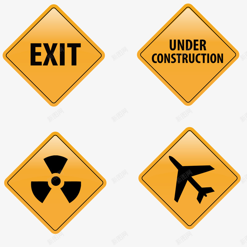 黄色路障提示牌子矢量图ai免抠素材_新图网 https://ixintu.com 手绘 提醒公示牌子 模型 警告牌子 路标 矢量图
