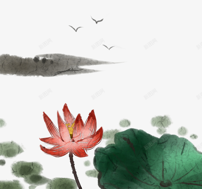 手绘插图水墨中国画粉色荷花与荷png免抠素材_新图网 https://ixintu.com 中国画 手绘插图 手绘插图水墨中国画粉色荷花与荷叶免费下载 晕染 水墨 粉色 荷叶 荷花