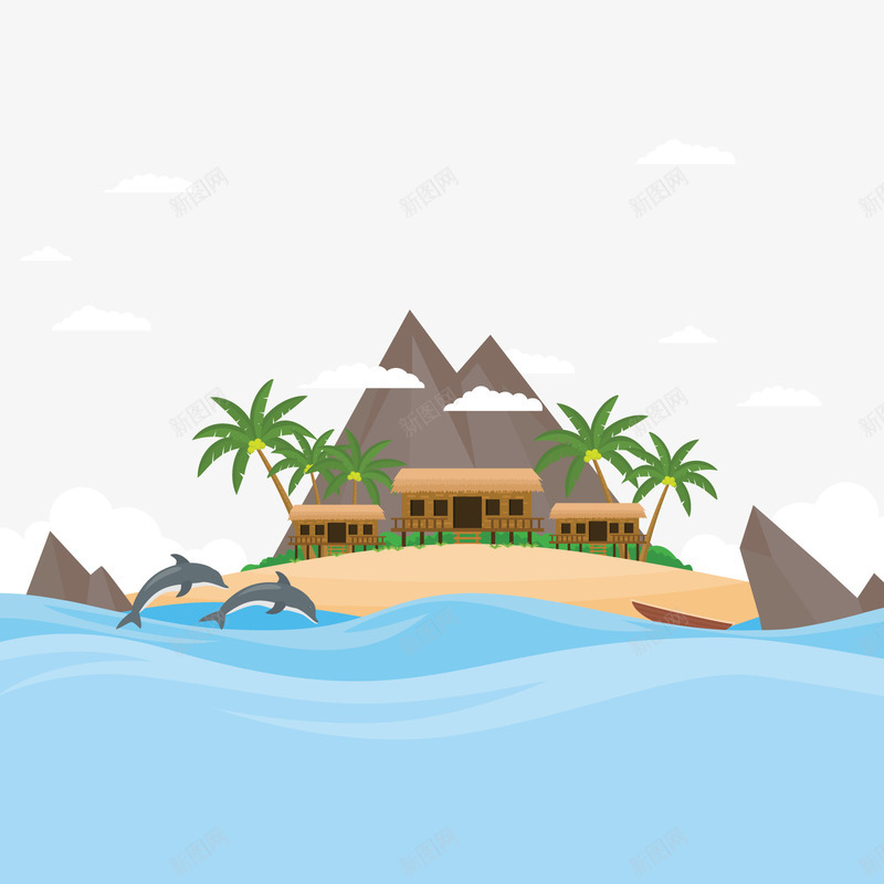 度假岛矢量图ai免抠素材_新图网 https://ixintu.com 夏天 夏日免抠图下载 旅游 海岛 海岛小船 矢量图 装饰 面朝大海