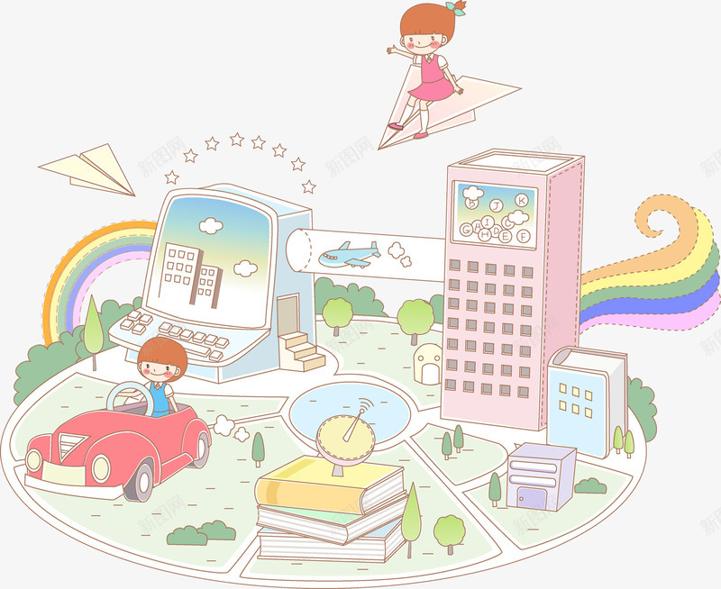 校园天空中坐在纸飞机的女孩png免抠素材_新图网 https://ixintu.com 手制 折纸 校园 梦想 纸 纸张 纸飞机 起飞 飞 飞机 飞行 飞起 飞起来的纸