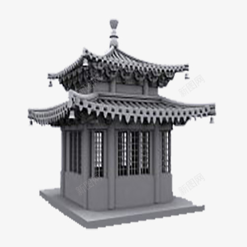 灰色古代建筑模型psd免抠素材_新图网 https://ixintu.com 古代 建筑 模型 灰色