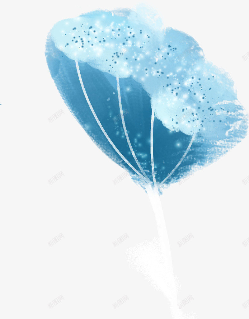 蓝色荷花叶片手绘人物png免抠素材_新图网 https://ixintu.com 人物 叶片 荷花 蓝色