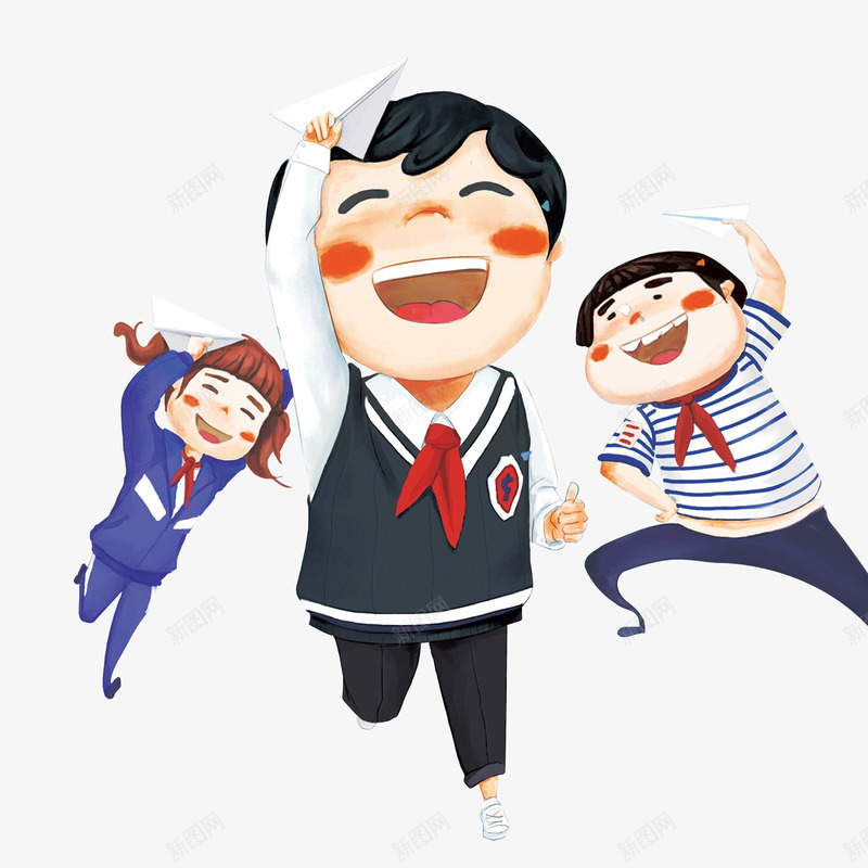 儿童节玩乐的小朋友png免抠素材_新图网 https://ixintu.com 人物插画 儿童节 手拿飞机 活泼的生命 玩游戏 纸飞机 纸飞机图案