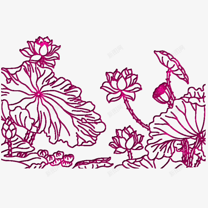 刺绣荷花纹理装饰图案png免抠素材_新图网 https://ixintu.com 中国风 刺绣 纹理 花纹 荷花 装饰