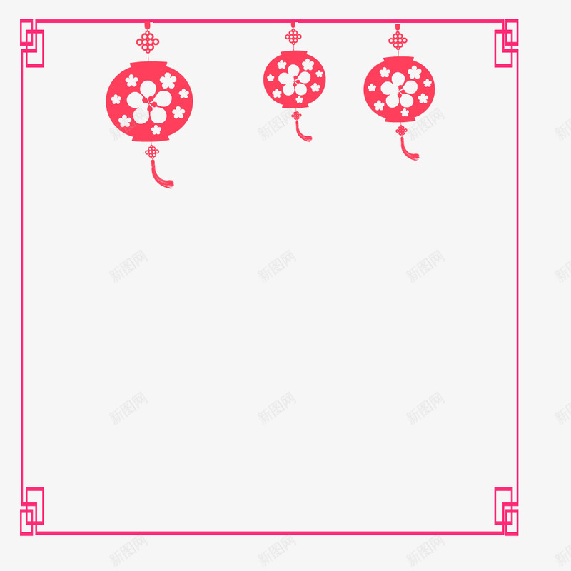 中国风红色边框图png免抠素材_新图网 https://ixintu.com 中国风 卡通 插图 简笔 红灯笼 红色的 边框