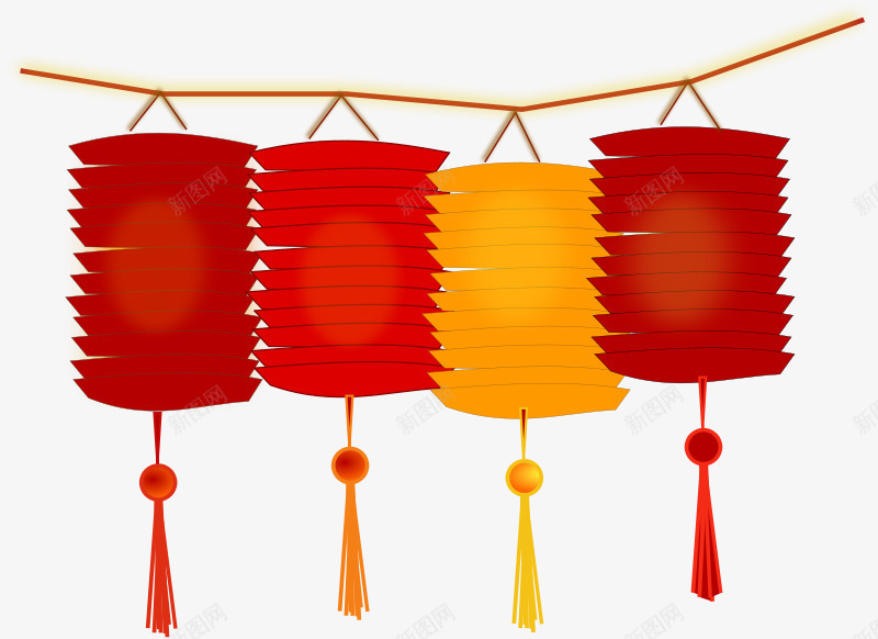 折纸灯笼四只灯笼图标png_新图网 https://ixintu.com 四只 折纸 灯笼