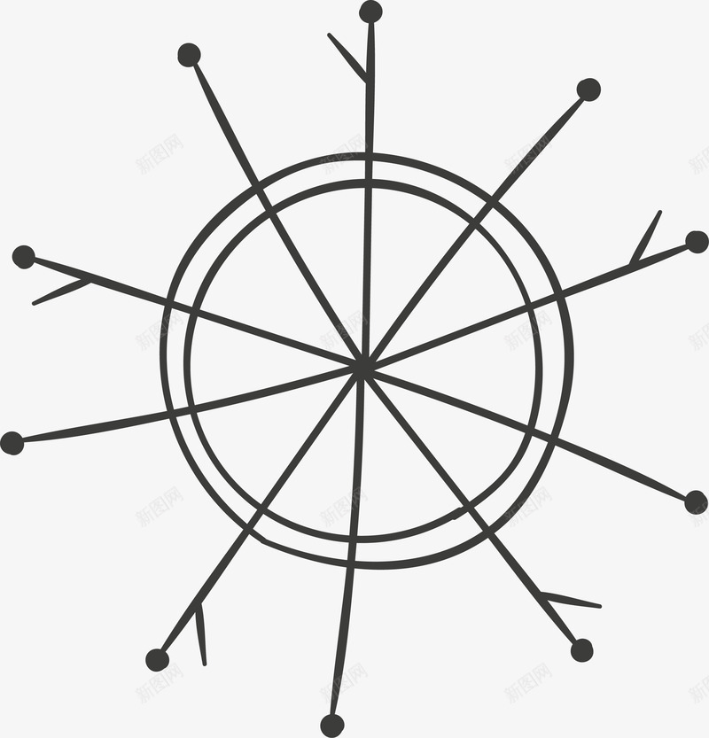 手绘占卜星形线条png免抠素材_新图网 https://ixintu.com 几何形状 几何形状图形 占卜 图形 圆形 圆形线条 基本形状 手绘线条 星星 树枝状 线条