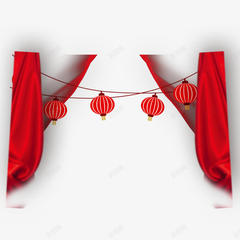 红色灯笼搭配节日元素psd免抠素材_新图网 https://ixintu.com 喜庆 幕布 平面 挂件 活动 灯笼 红色 节日 设计