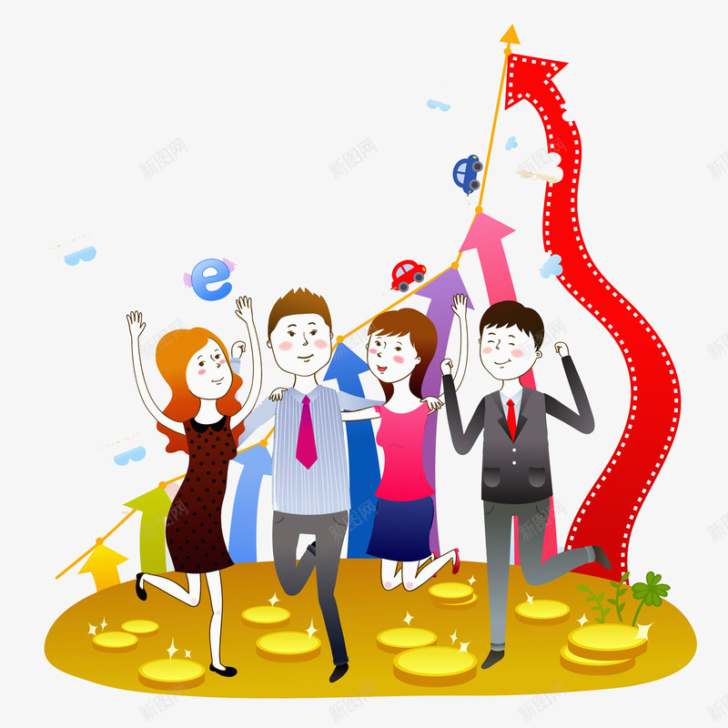 狂欢男女png免抠素材_新图网 https://ixintu.com 卡通人物 卡通手绘 水彩画 狂欢男女 肖像画 装饰图案 财富