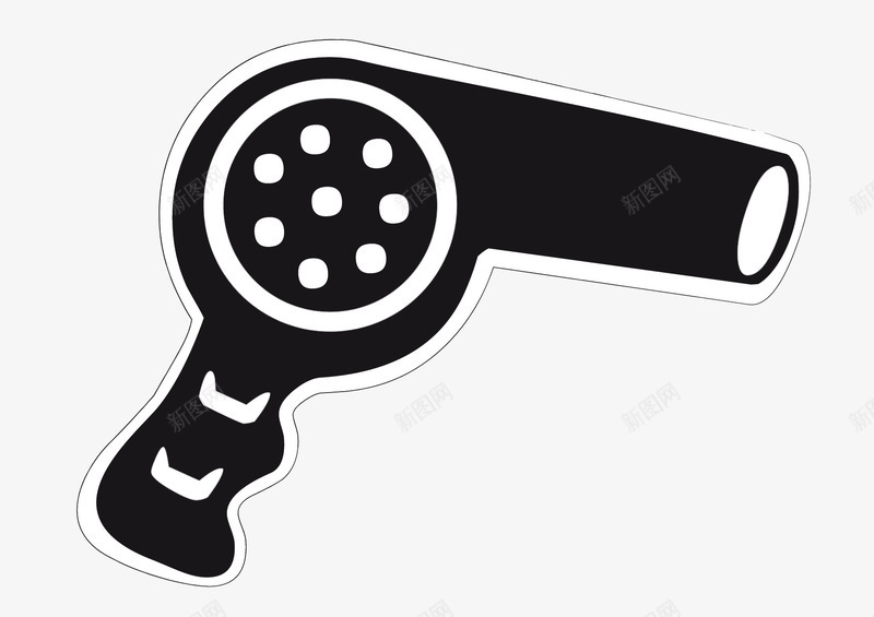 吹风机png免抠素材_新图网 https://ixintu.com 卡通手绘 吹风机 黑白