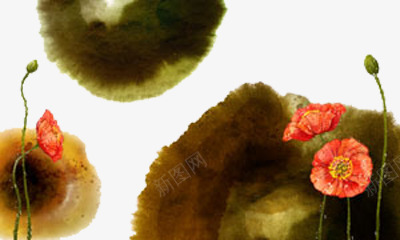 水墨荷花荷叶png免抠素材_新图网 https://ixintu.com 中国风 墨迹 植物 水彩