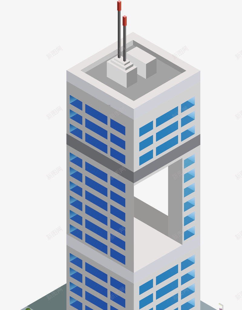 建筑模型png免抠素材_新图网 https://ixintu.com 卡通 建筑 模型 科技楼 科技楼房 科技楼梯