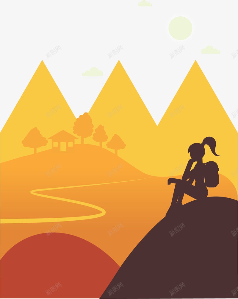 毕业旅游坐在山上的人矢量图ai免抠素材_新图网 https://ixintu.com 一个人旅游 暑假旅游 毕业旅游 爬山 爬山的人 矢量png 矢量图