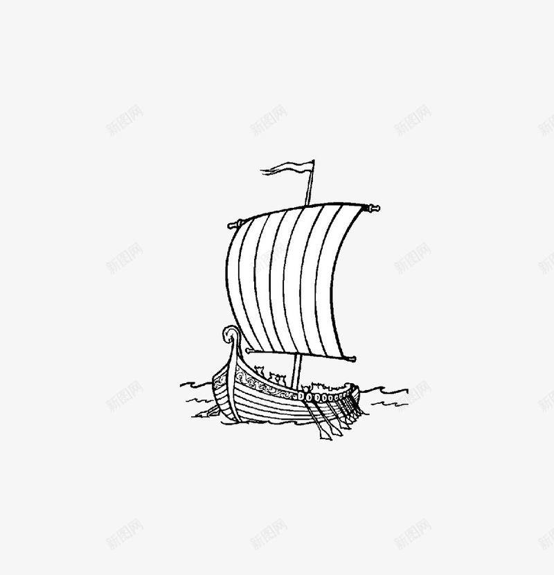 简笔手绘轮船png免抠素材_新图网 https://ixintu.com 交通工具 简笔手绘 轮船 黑白