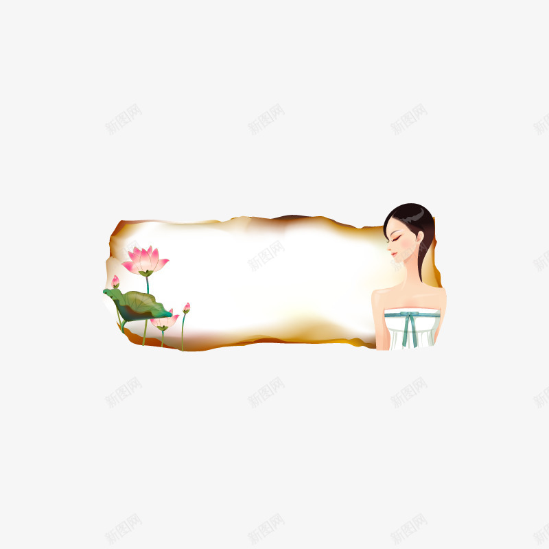 复古卡通美少女棕色边框矢量图ai免抠素材_新图网 https://ixintu.com 卡通 复古 棕色 美少女 荷花 边框 矢量图